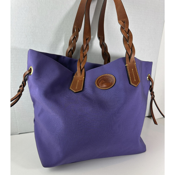 Dooney & Bourke Nylon Shopper Tote Bag Purple HTF Rare Color Large Shoulder Bag - Picture 2 of 15